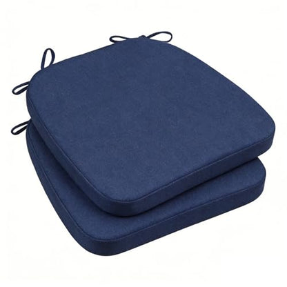 GIBZ Outdoor Chair Cushions 17"x16"x2" with Ties Set of 2 Navy | Waterproof Chairs Cushion U-Shaped Seat Pads Washable Casual for Yard Lawn Patio - color: Navy