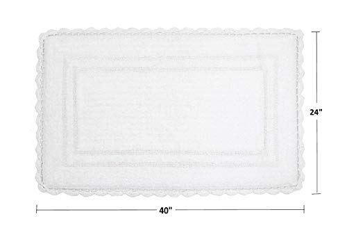 Home Weavers Casual Elegance Reversible Bathmat 100% Cotton Bathroom Rugs Set, Washable Rug, Extra Soft and Absorbent Bath Rug, Kitchen Mat, Bath Mat Set, Non Slip Mat, 24"x40" Rectangle, White - color: White, size: 2' x 3'4" (Rectangular)