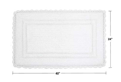 Home Weavers Casual Elegance Reversible Bathmat 100% Cotton Bathroom Rugs Set, Washable Rug, Extra Soft and Absorbent Bath Rug, Kitchen Mat, Bath Mat Set, Non Slip Mat, 24"x40" Rectangle, White - color: White, size: 2' x 3'4" (Rectangular)
