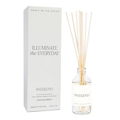 Sweet Water Decor Weekend Reed Diffuser Set for Home - Sage, Orange, Amber, Tonka Bean Scented Reed Diffusers - Air Freshener Lasts 4+ Months, Made in the USA - style: Weekend