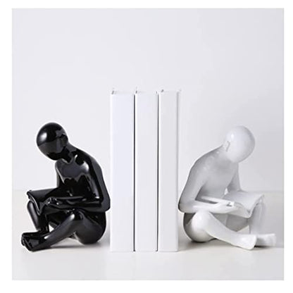 Bookends for Shelves 1 PairCeramic Bookends, Decorative Figurine Accent Piece for Home Office Desk Decor Bookends Book Stand Book Stopper Book Ends