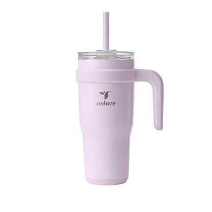 REDUCE 24 oz Stainless Steel Tumbler with Handle - Dual-Wall Vacuum Insulated Travel Mug, Sweat-Proof Lid & Reusable Straw - Keeps Drinks Cold for 24 Hrs, Fits Cupholders, Dishwasher Safe - Lilac Bud - color: Lilac Bud, size: 24 Ounces
