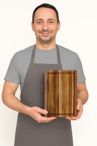 Teakhaus Carving Board with Juice Groove - Small (S) Teak Wood Cutting Board 14”L x 10”W x 1” Thick - Lightweight, Sustainably Harvested & FSC Certified - Knife Friendly with Beeswax Oil Finish - color: Cutting Board Only, size: Small (14 inch x 10 inch x