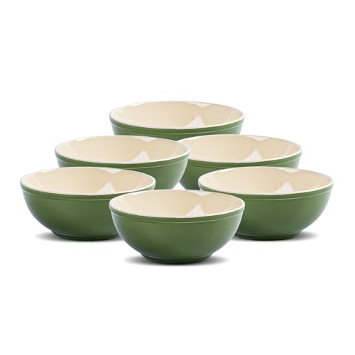 Ceramic Bowls Set of 6, 29oz Deep Bowls for Kitchen, Dishwasher & Microwave Safe for Salad, Pasta, Rice, Oatmeal, Fruit, Rice, Lignt Green - color: Lignt Green, size: 6"(29oz)