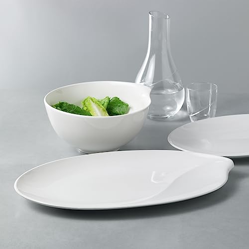Villeroy & Boch Flow Oval Platter, 14 in, Premium Porcelain, White | White German porcelain oval platter, curved lines, dishwasher and microwave safe, a stylish cheese or fish centerpiece - size: 14 in, style: Modern