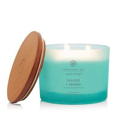 Chesapeake Bay Candle Mind & Body 3-Wick Coffee Table Jar Candle Nourish + Renew (Coconut & Sandalwood) - color: Nourish + Renew, size: 11oz