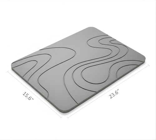 Premium Stone Bath Mat Diatomaceous Earth Ultra Absorbent Quick Drying Easy to Clean Non-Slip Diatomite Stone Bath Shower Mat Ideal for Bathroom Floor (Light Grey) - color: Light Grey