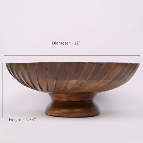 Fruit Bowl Wooden Fruit Bowl for Kitchen Counter for Home Decor or Decorative Fruit Bowl for Table (12" X 12'" X 4.75")