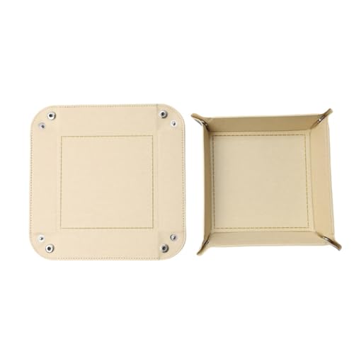 Valet Tray Desktop Storage Organizer – Vegan Leather Catchall Bedside Vanity Tray Nightstand Caddy Holder for Remote Controller, Watch, Keys, Phone, Wallet, Coin, Jewelry, Beige - color: Beige