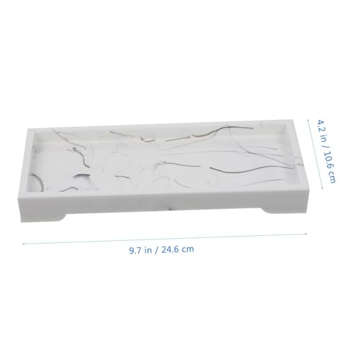 MAGICLULU Marble Design Composite Bathroom Vanity Tray for Cosmetics and Toiletries Storage, White Marble Home Storage Plate with Jewelry Holder for Bathroom Countertop Organizer
