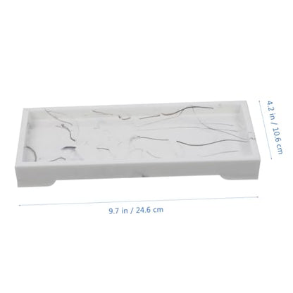 MAGICLULU Marble Design Composite Bathroom Vanity Tray for Cosmetics and Toiletries Storage, White Marble Home Storage Plate with Jewelry Holder for Bathroom Countertop Organizer