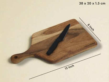 Vesta Homes Cutting Boards for Kitchen, Large Wood Chopping Board Set of 3 | Acacia Charcuterie Board, Cheese Platter | 16.5 * 12, 15 * 8, 10x6 Inches | Handcrafted in India - size: 16.5"L x 12"W, 15"L x 8"W, 10"L x 6"W