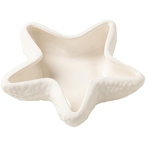 Starfish Jewelry Dish Ceramic Holder Ring Trinket Tray, Ocean-themed Decorative Trinket Dish, Suitable for Mother Friend Sister, Gifts for Women, Home Decor Trinket Dish(White) - color: White -Starfish