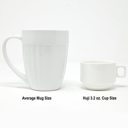 Huji Stack-able Porcelain 3.2 OZ Espresso Turkish Coffee Cups and Saucer Set with Chrome Rack (9 Piece Set) (1)