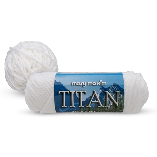 Mary Maxim Titan Bulky Yarn, Weight 5 Acrylic, Chunky Yarn for Crocheting and Knitting, Ideal for Thick, Soft Blankets, Throws, and Graph Style Sweaters, 80 Yards - White - 1 Skein - color: White
