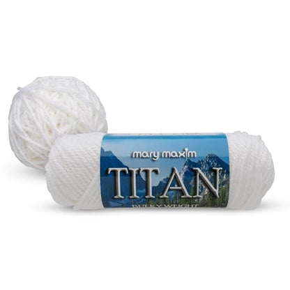 Mary Maxim Titan Bulky Yarn, Weight 5 Acrylic, Chunky Yarn for Crocheting and Knitting, Ideal for Thick, Soft Blankets, Throws, and Graph Style Sweaters, 80 Yards - White - 1 Skein - color: White