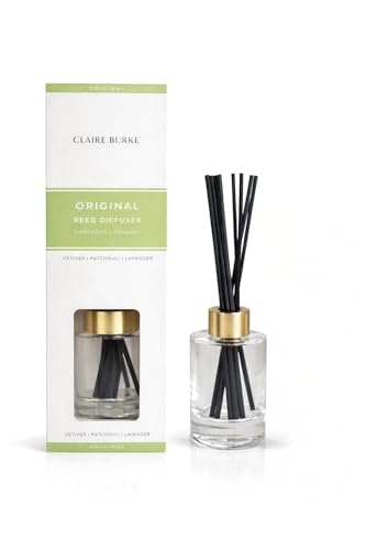 Claire Burke Original Reed Diffuser Set for Home | Flameless Fragrance Oil with Sticks | Scent Diffuser Stick Set | Rose & Lavender | 3 fl oz, 8 Reeds | Up to 800 Sq Ft | Diffusers for Home Fragrance