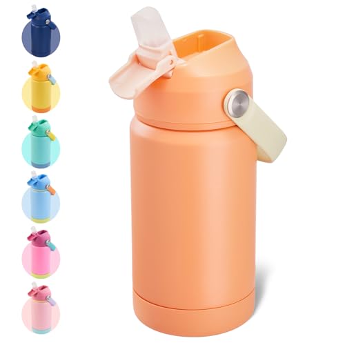 Kerilyn 12oz Water Bottle, Stainless Steel Insulated Water Bottle with Straws Leak-Proof, Water Cup Double Wall Vacuum, BPA Free, Vibrant Orange - color: Vibrant Orange