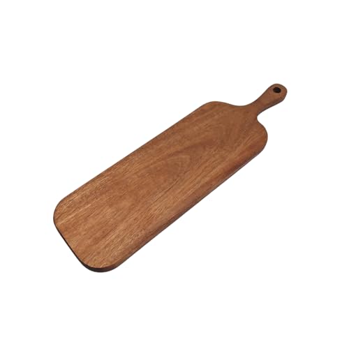Acacia Wood Serving Board with Handle - 16" x 5" Food Serving Tray for Kitchen Appetizers, Wooden Cutting Chopping Board for Meat, Vegetables, Bread, Charcuterie, Cheese Board - size: 16" x 5" Acacia