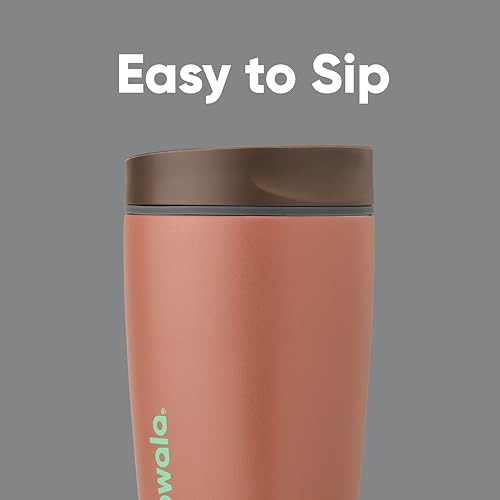Owala SmoothSip Slider Insulated Stainless Steel Coffee Tumbler, Reusable Iced Coffee Cup, Hot Coffee Travel Mug, BPA Free 12 oz, Grey/Brown (Cozy Cocoa) (Pack of 8) - color: Cozy Cocoa, size: 12 Ounces (Pack of 8), style: No Handle
