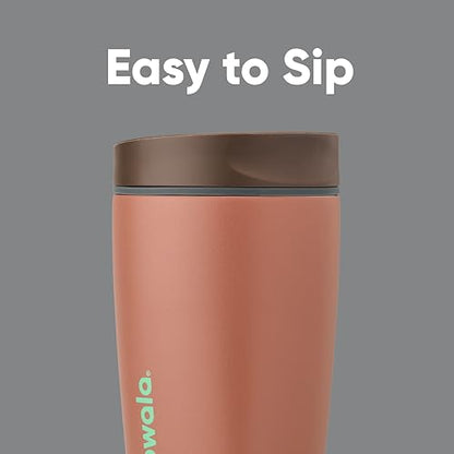 Owala SmoothSip Slider Insulated Stainless Steel Coffee Tumbler, Reusable Iced Coffee Cup, Hot Coffee Travel Mug, BPA Free 12 oz, Grey/Brown (Cozy Cocoa) (Pack of 8) - color: Cozy Cocoa, size: 12 Ounces (Pack of 8), style: No Handle