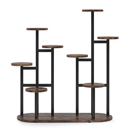 LITTLE TREE Multi-Tiered 11 Potted Plant Stand Indoor Tall Plant Shelf Flower Stands Plant Rack for Garden Balcony Living Room, Rustic Brown