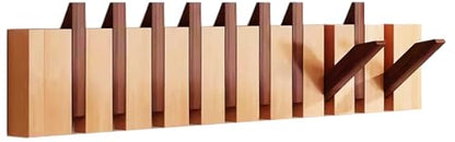Wall Mounted Coat RackHooks Piano Key Hangers Natural Solid Wood Hanger Non-Woven Fabric Clothes Hangers for Closet, Kitchen, Bedroom, Bathroom, Entryway (Walnut-Beech, 10 Hooks) - color: walnut-beech, size: 10 Hooks