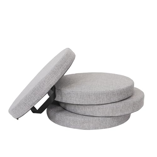 4PCS Floor Cushion | Floor Round Seat Cushions | 16''x2'' Chair Cushion with Removable Cover and Handle for Indoor Furniture (Medium Grey) - color: Medium Grey