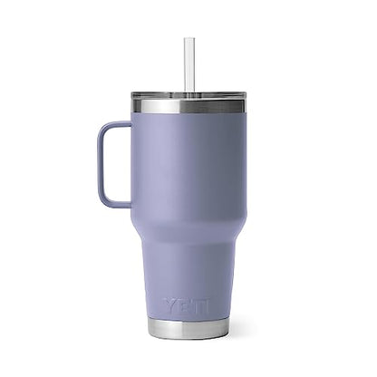 YETI Rambler 35 oz Tumbler with Handle and Straw Lid, Travel Mug Water Tumbler, Vacuum Insulated Cup with Handle, Stainless Steel, Cosmic Lilac - color: Cosmic Lilac, style: 35oz
