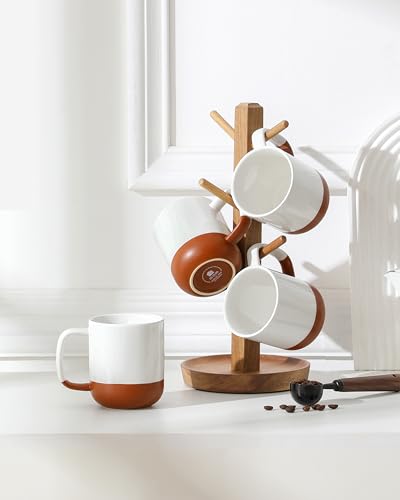 MALACASA Ceramic Coffee Mugs Set of 4, 11oz Coffee Cups, Modern Farmhouse Mugs for Coffee, Latte, Tea, Hot Chocolate, Cappuccino, Milk, Microwave & Dishwasher Safe, Khaki White, Series TARA - color: Khaki White, size: 11 Oz