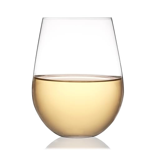 True Vino Stemless Wine Glasses Set, Modern Drinking Glasses for Red and White Wines, Cocktails, Beverages, Wedding Gifts, Housewarming, Birthday, Elegant Glassware, Home Bar, 21 oz, Set of 4 - size: Set of 4, style: Grand Cru