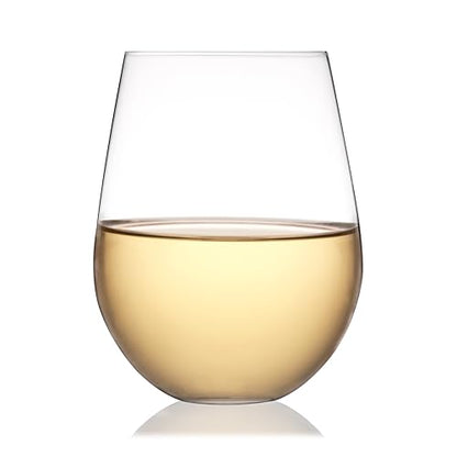 True Vino Stemless Wine Glasses Set, Modern Drinking Glasses for Red and White Wines, Cocktails, Beverages, Wedding Gifts, Housewarming, Birthday, Elegant Glassware, Home Bar, 21 oz, Set of 4 - size: Set of 4, style: Grand Cru