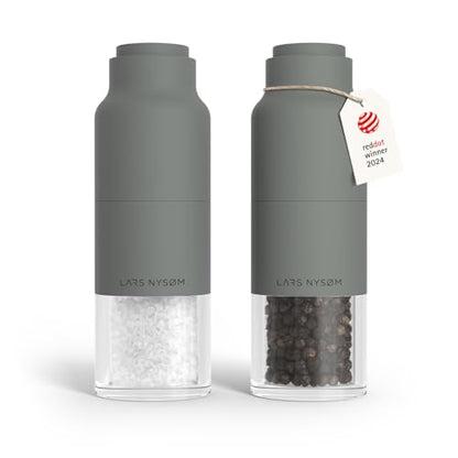 LARS NYSØM Salt and Pepper Grinder Set, Stainless Steel Manual Salt and Pepper Mills, Adjustable Ceramic Grinder, Design Spice Shakers (Ash Gray) - color: Ash Gray