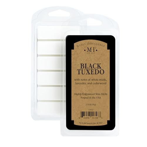 Manly Indulgence Black Tuxedo Scented Wax Melts, Wax Melt Warmer Cubes, Long Lasting Scented Wax Warmer Cubes, 4 Pack, 6 Cubes Each - Made in The USA - size: Wax Melt - Pack of 4