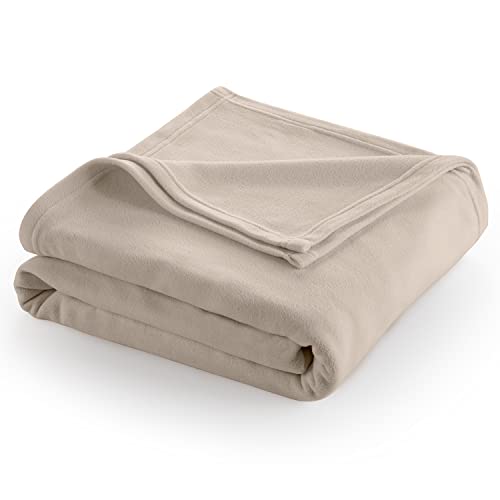 Full/Queen Size Fleece Blanket | Comfy Supersoft Fleece Blanket Full Size – All-Season Light Weight Throw Blanket | Luxuriously Soft | Throw Blanket for Couch and Sofa | Machine Wash | Beige - color: Beige, size: Full Queen