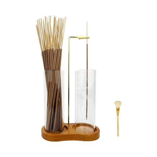 2 in 1 Glass Incense Holder for Sticks, Incense Burner with Ash Catcher, Hanging Incense Holders with Glass Ash Catcher for Meditation, Yoga, Spa, Home Decor, Room