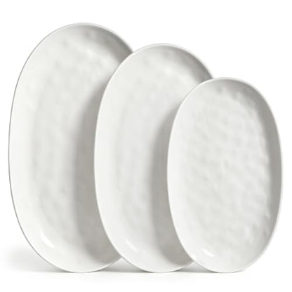 vancasso Ceramic Serving Platters Set of 3, Oval 16/14.7/13.5 Inch Porcelain Serving Dishes for Entertaining, Microwave Safe Serving Trays for Food, Turkey, Cheese, White - color: White