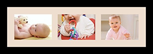 ArtToFrames Collage Photo Frame Single Mat with 3-5x7 Openings and Satin Black Frame. - color: 3 - 5x7 - (2135), size: Alabaster