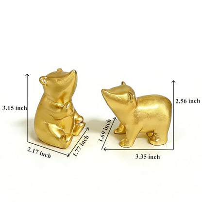 Golden Bear Figurines, 2.5“-3" H Nordic Home Decor Sculptures, Matte Golden Animal Statues Shelf Accent, Small Cute Tabletop Ornament for Room Coffee Table Office, Decoration Gift - Set of 2 - style: Golden Bears