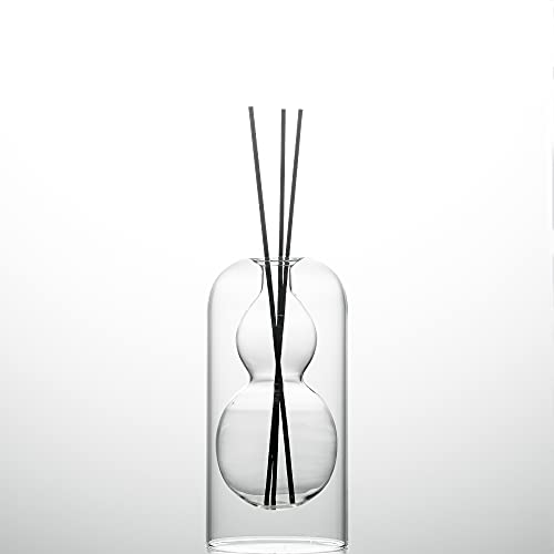 Empty Glass Fragrance Reed Diffuser Bottles,for Essential Oil, with 16pcs Black Reed Sticks,Minimalist Decor,2pcs/Set.