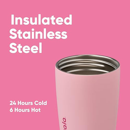 Owala SmoothSip Slider Insulated Stainless Steel Coffee Tumbler, Reusable Cup, Hot Coffee Travel Mug, BPA Free 12 oz, Pink (Pucker Up) (Pack of 8) - color: Pucker Up, size: 12 Ounces (Pack of 8), style: No Handle