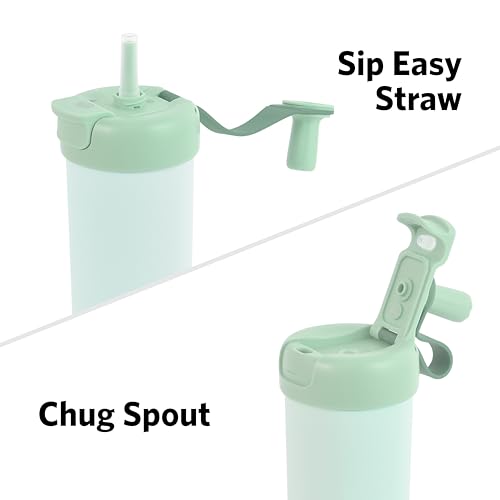 Glad Sip & Chug Insulated Water Bottle - Skinny Stainless Steel Tumbler with Straw and Chug Lid - Leak Resistant Double Walled Metal for Hot and Cold Drinks, 23oz, Green - color: Green
