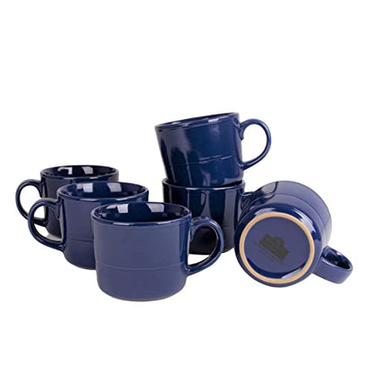 Double Line 3.75"/12 oz Mug, Set of 6, Cobalt Blue - color: Cobalt Blue, size: 12 Ounces