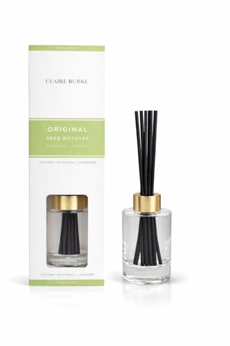 Claire Burke Original Reed Diffuser Set for Home | Flameless Fragrance Oil with Sticks | Scent Diffuser Stick Set | Rose & Lavender | 3 fl oz, 8 Reeds | Up to 800 Sq Ft | Diffusers for Home Fragrance