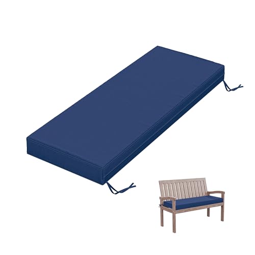 Outdoor Bench Cushion 48 X 18 X 3.5 Inch Thick Waterproof Patio Furniture Cushions, Patio Porch Swing Replacement Seat Pad with Tie Straps and Anti-Slip, for Backyard Garden, Blue - color: Blue, size: 48 x 18 x 3.5 in