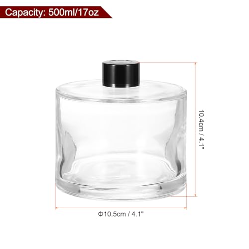 HARFINGTON 500ml/17oz Empty Glass Diffuser Bottle 4.1" x 4.1" Refillable Fragrance Accessories Aromatherapy Jar Container for Replacement Reed Diffuser DIY Home Bathroom Transparent - size: 16.9 Ounces