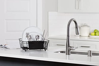 Better Houseware in-Sink Dish Drying Rack, Coated Steel, Black, 14.5 x 13 x 5 Inch, 2-Piece Set with Removable Utensil Caddy and Non-Slip Handles - color: Black, size: Standard