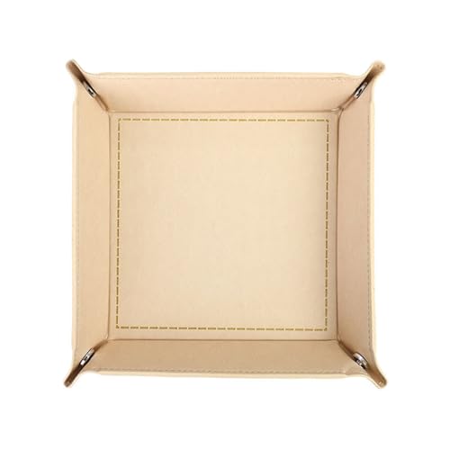 Valet Tray Desktop Storage Organizer – Vegan Leather Catchall Bedside Vanity Tray Nightstand Caddy Holder for Remote Controller, Watch, Keys, Phone, Wallet, Coin, Jewelry, Beige - color: Beige
