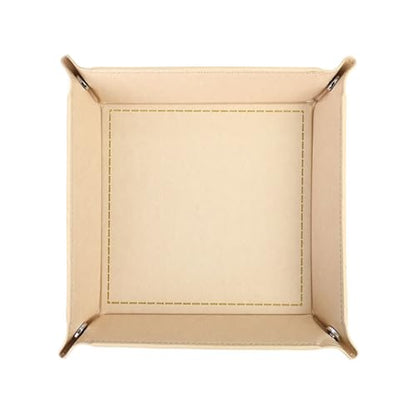 Valet Tray Desktop Storage Organizer – Vegan Leather Catchall Bedside Vanity Tray Nightstand Caddy Holder for Remote Controller, Watch, Keys, Phone, Wallet, Coin, Jewelry, Beige - color: Beige