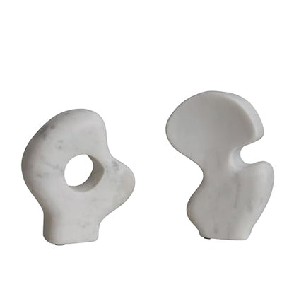 Decorative Abstract Marble Sculptures, Set of 2 Styles, White